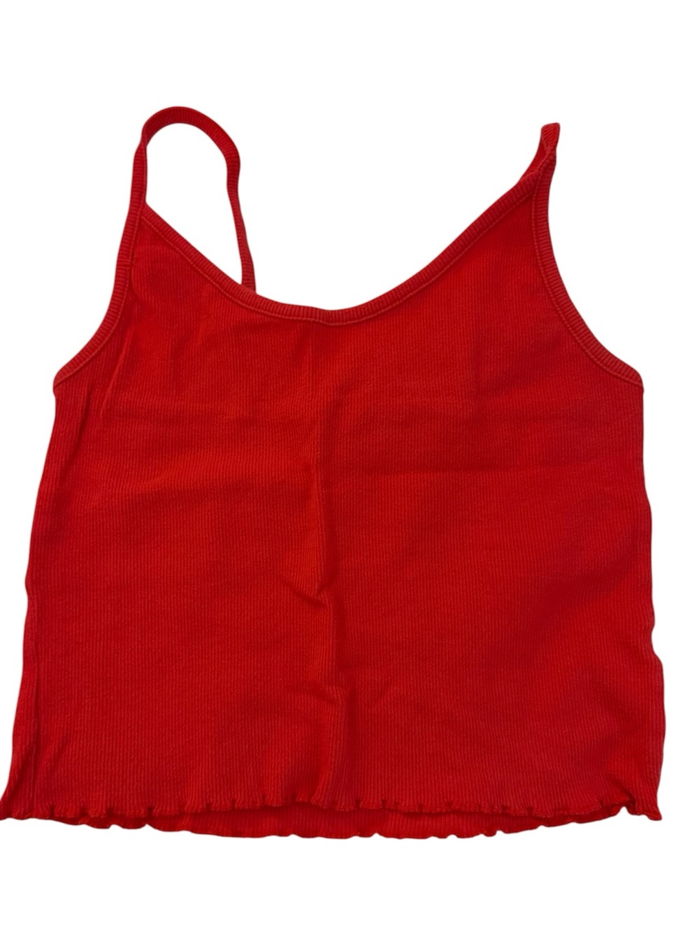 PacSun ribbed cropped cami tank top in a bright red color, size Small.